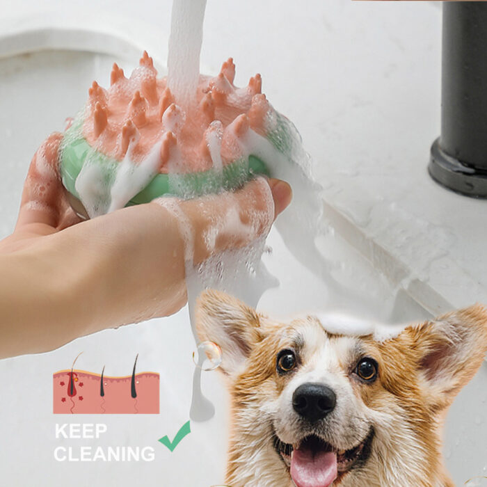 2 In 1 Dog Cleaning Bathing Massage Shampoo Soap Dispensing